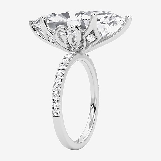 Grown Gorgeous (F / Vs2) Womens 9 1/8 Ct. T.W. Lab Grown White Diamond 14K Gold Marquise Side Stone Engagement Ring