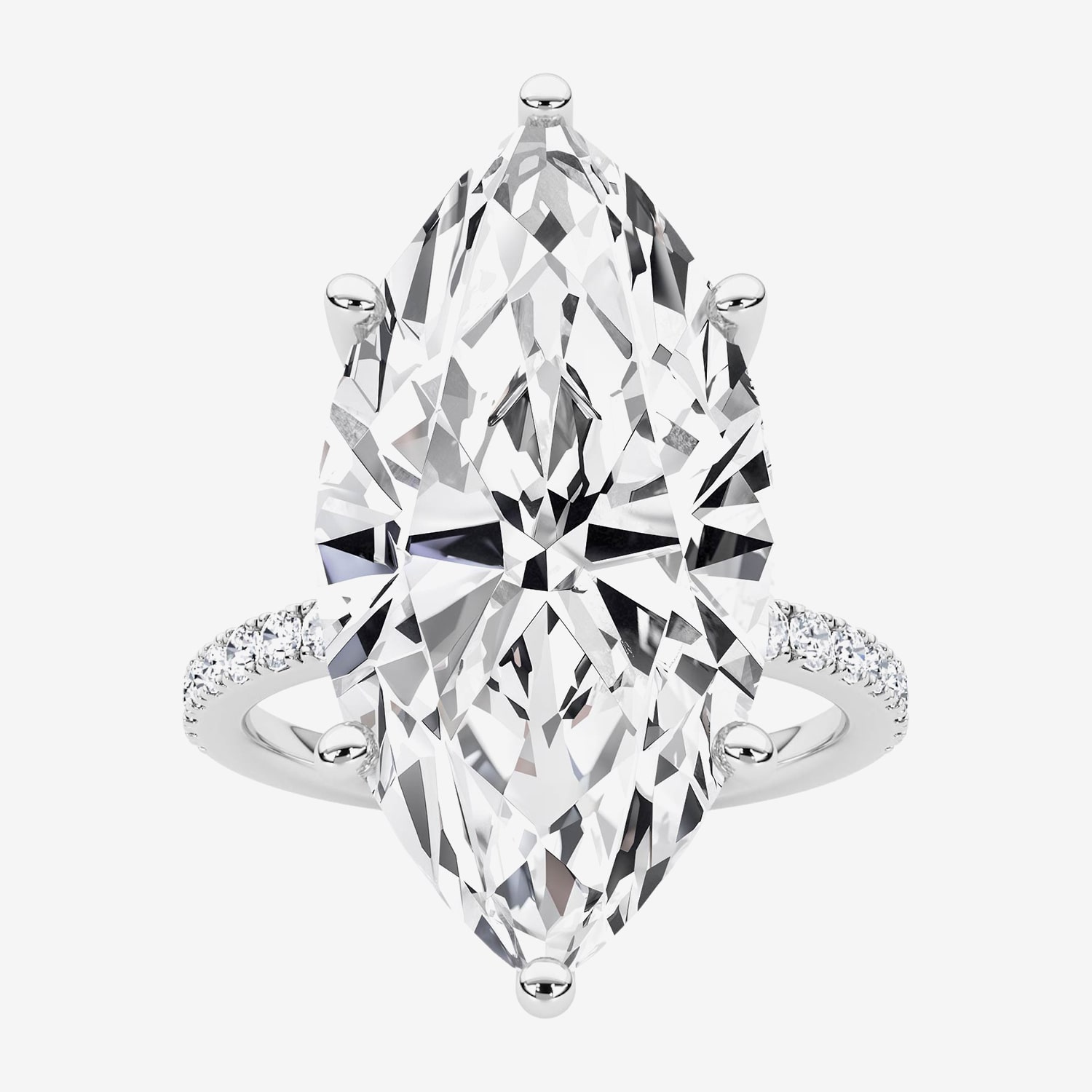 F / Vs2) Womens CT. T.W. Lab Grown White Diamond 14K Gold Marquise Side Stone Engagement Ring