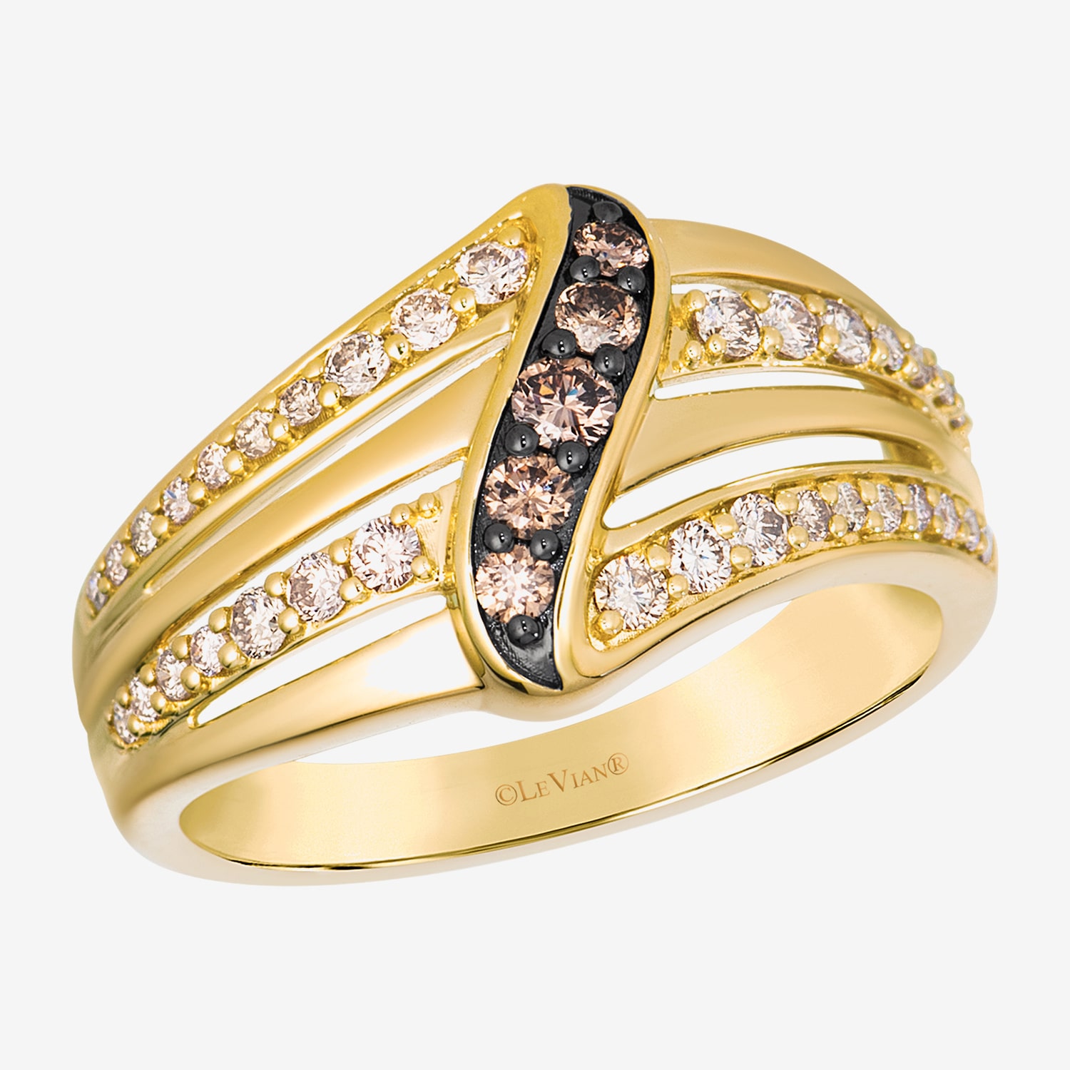 Levian Corp Le Vian (Champagne, I1-I2) Womens 1/2 CT. T.W. Natural Champagne Diamond 14K Gold Cocktail Ring