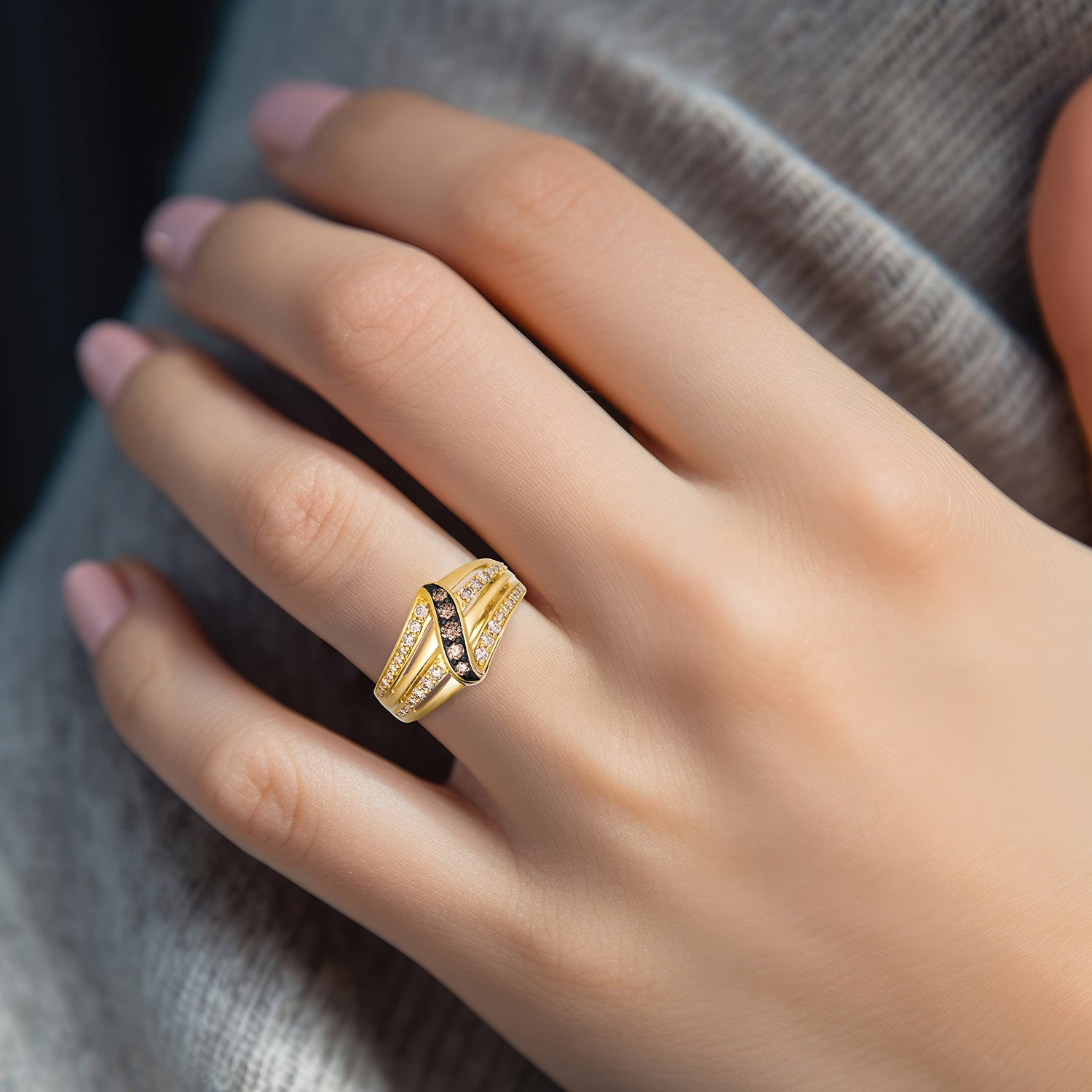 Levian Corp Le Vian (Champagne, I1-I2) Womens 1/2 CT. T.W. Natural Champagne Diamond 14K Gold Cocktail Ring