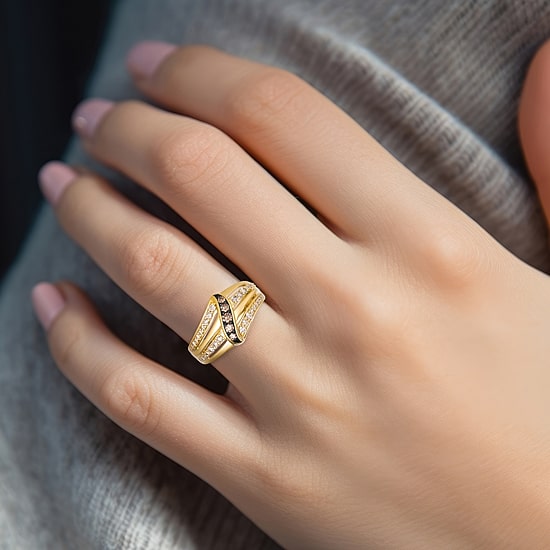 Levian Corp Le Vian (Champagne, I1-I2) Womens 1/2 CT. T.W. Natural Champagne Diamond 14K Gold Cocktail Ring