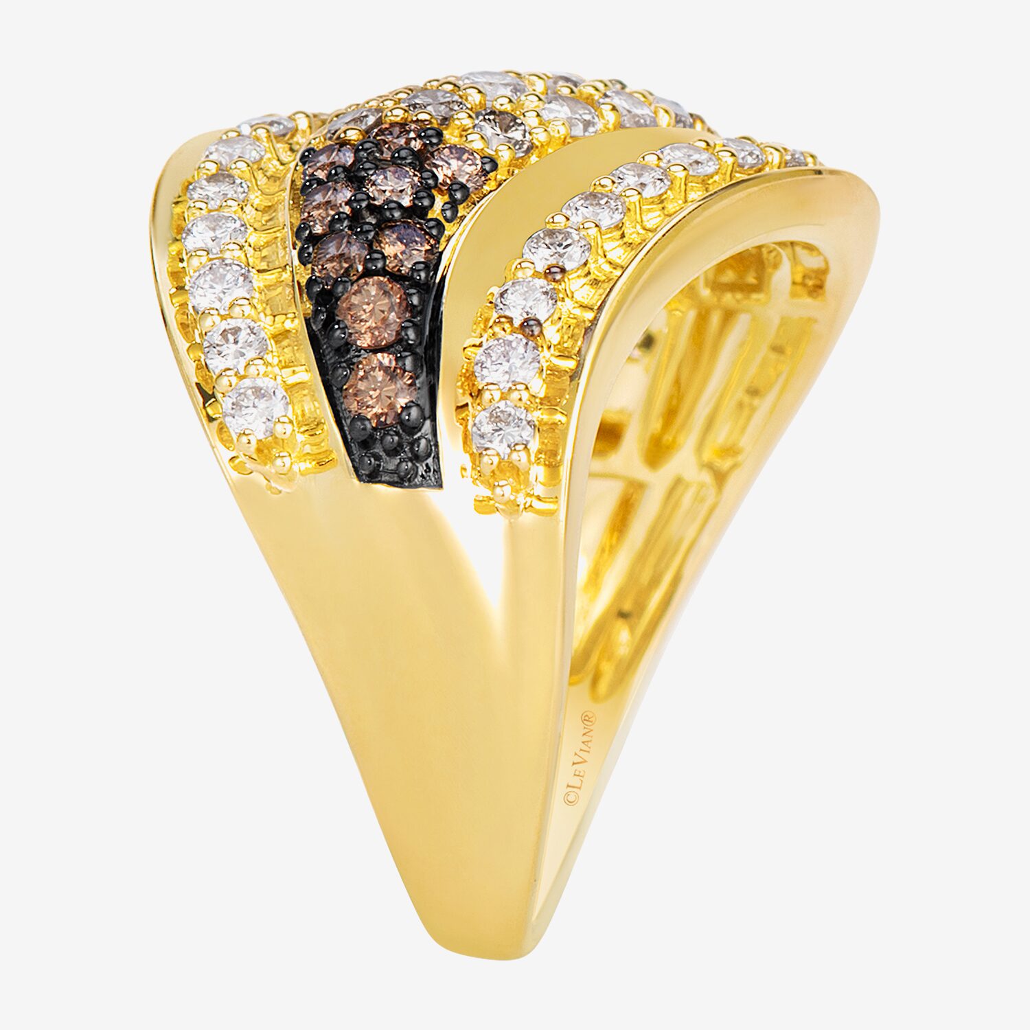 Levian Corp Le Vian Womens 1/ CT. T.W. Natural Champagne Diamond 14K Gold Cocktail Ring