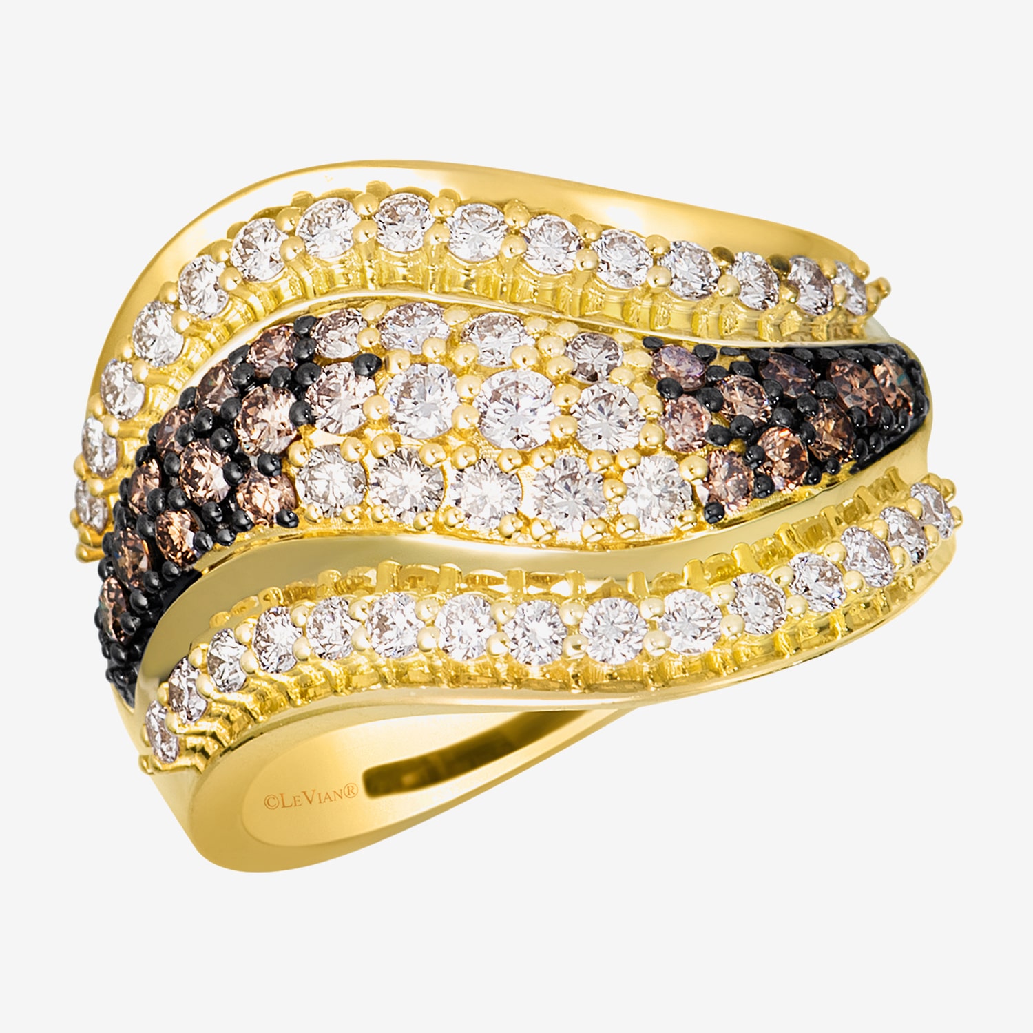 Levian Corp Le Vian Womens 1/ CT. T.W. Natural Champagne Diamond 14K Gold Cocktail Ring