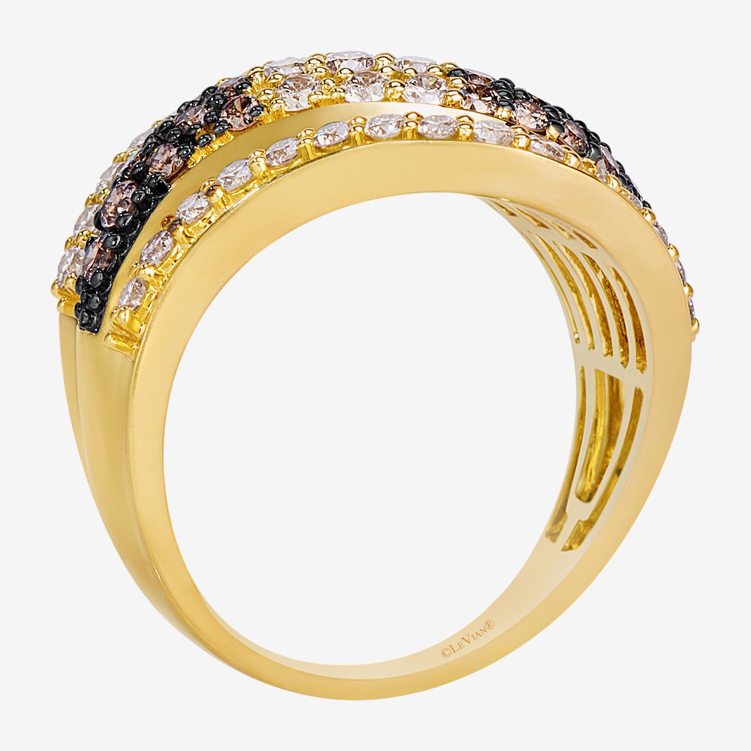 Levian Corp Le Vian Womens 1/ CT. T.W. Natural Champagne Diamond 14K Gold Cocktail Ring