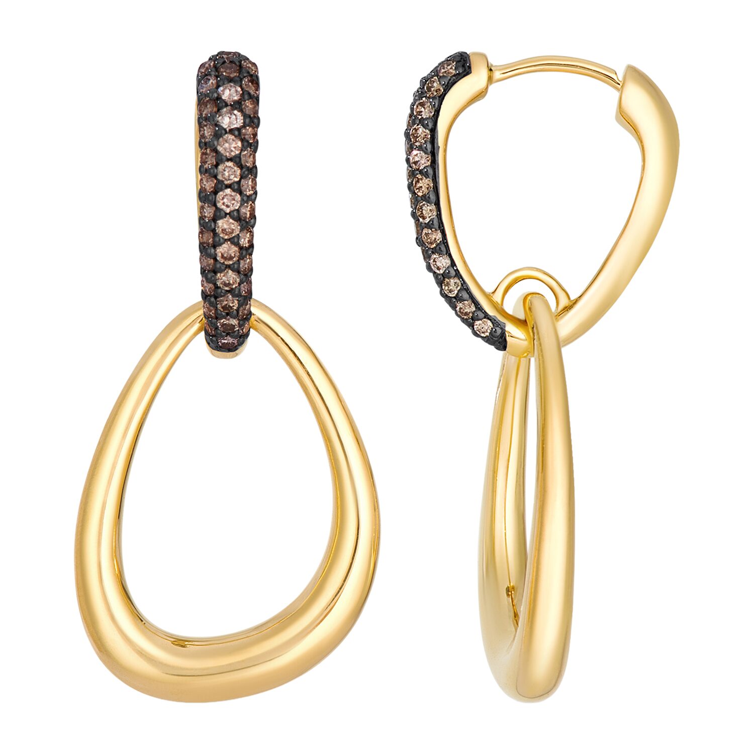 Levian Corp Le Vian Womens 1/3 CT. T.W. Natural Champagne Diamond 14K Gold Drop Earrings