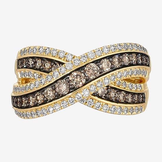 Levian Corp Le Vian Womens 1 1/4 CT. T.W. Natural Champagne Diamond 14K Gold Crossover Cocktail Ring