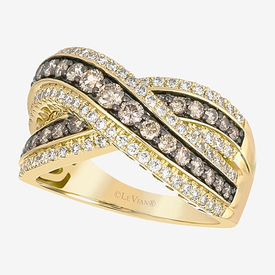 Levian Corp Le Vian Womens 1 1/4 CT. T.W. Natural Champagne Diamond 14K Gold Crossover Cocktail Ring