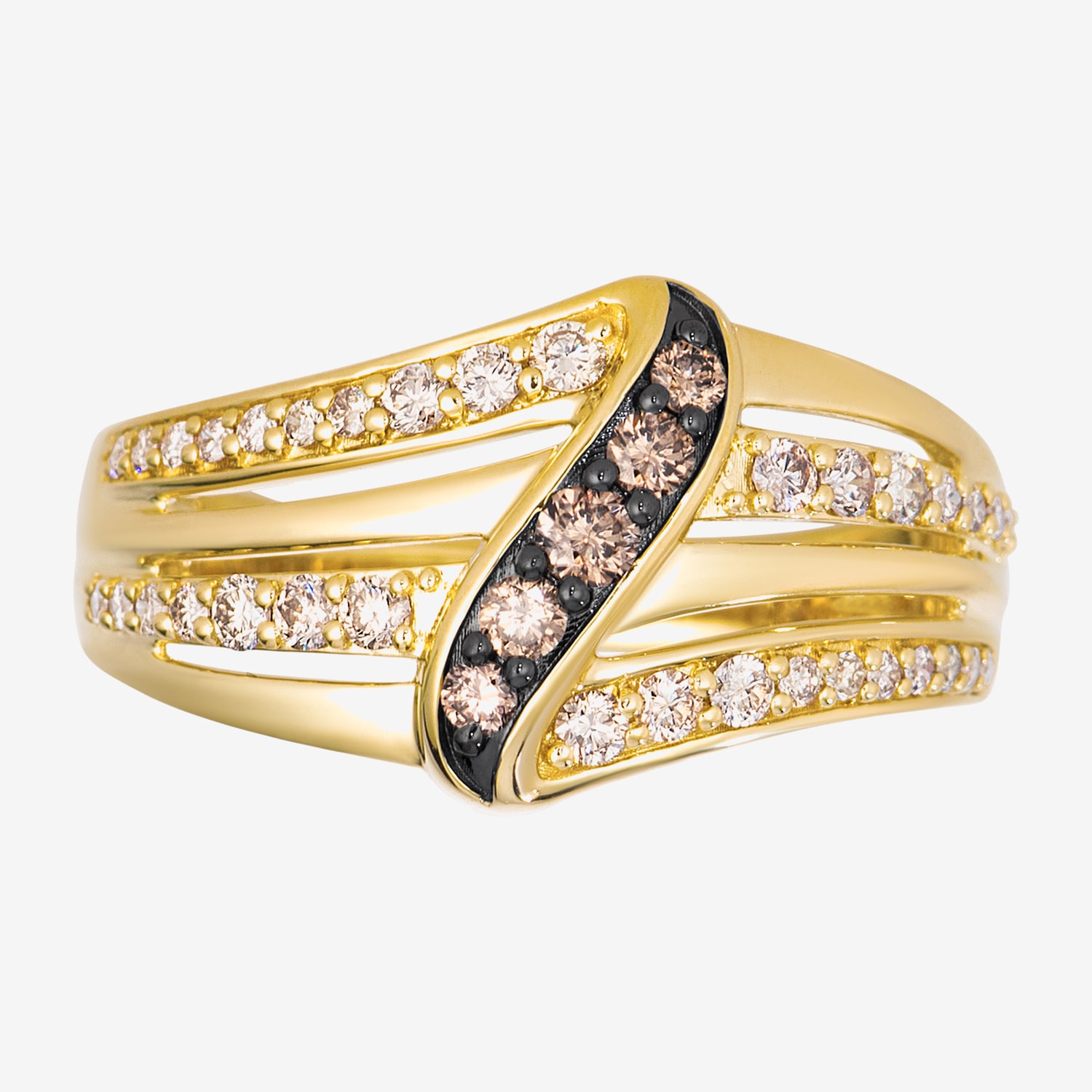 Levian Corp Le Vian (Champagne, I1-I2) Womens 1/2 CT. T.W. Natural Champagne Diamond 14K Gold Cocktail Ring