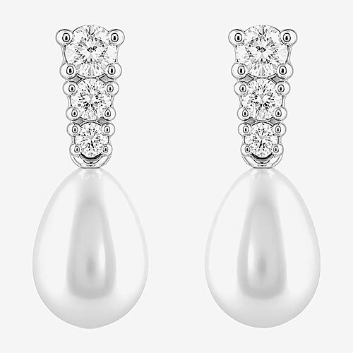 (I/I2) Womens 1/5 CTTW Gemstone Sterling Silver Pear Drop Earrings, One Size, White