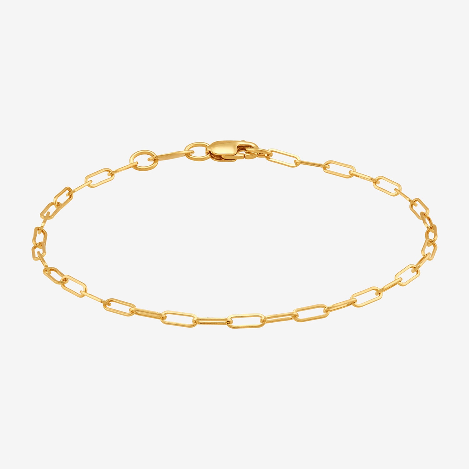Bonded Brilliance Womens 14K Gold Bonded With Sterling Silver 7.5 Inch Solid Paperclip Chain Bracelet