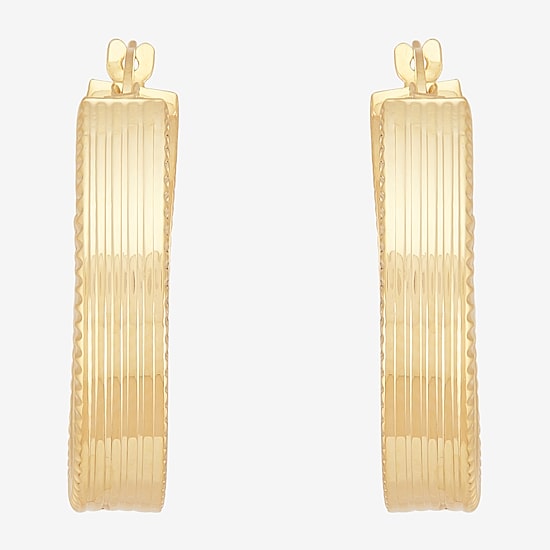 Bonded Brilliance Womens 14K Gold Bonded With Sterling Silver 24.9mm Hoop Earrings