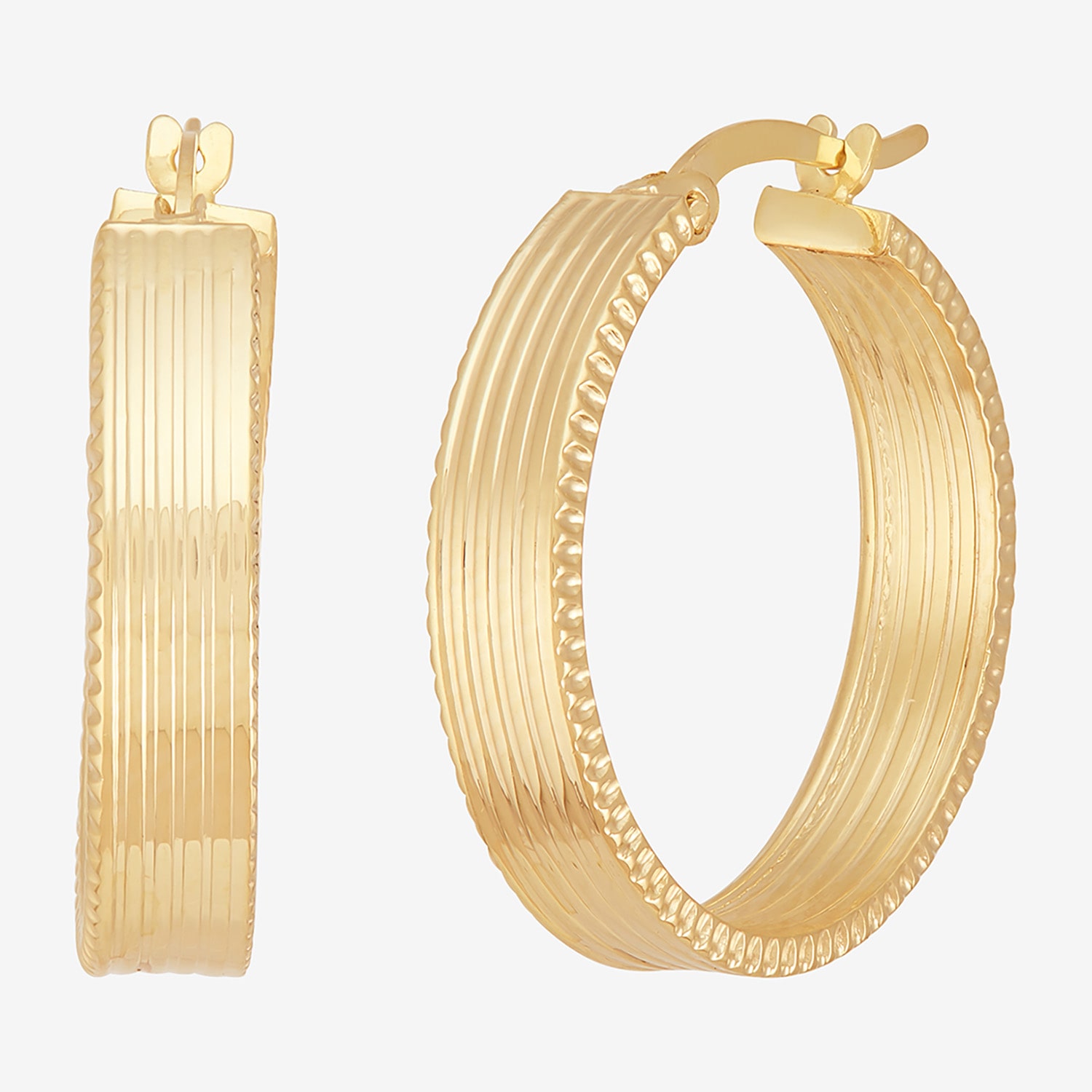Bonded Brilliance Womens 14K Gold Bonded With Sterling Silver 24.9mm Hoop Earrings