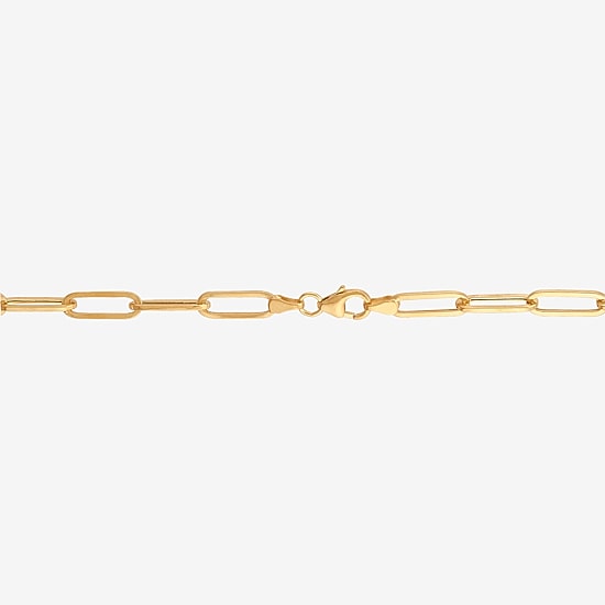 Bonded Brilliance Womens 14K Gold Bonded With Sterling Silver 7.5 Inch Hollow Paperclip Chain Bracelet