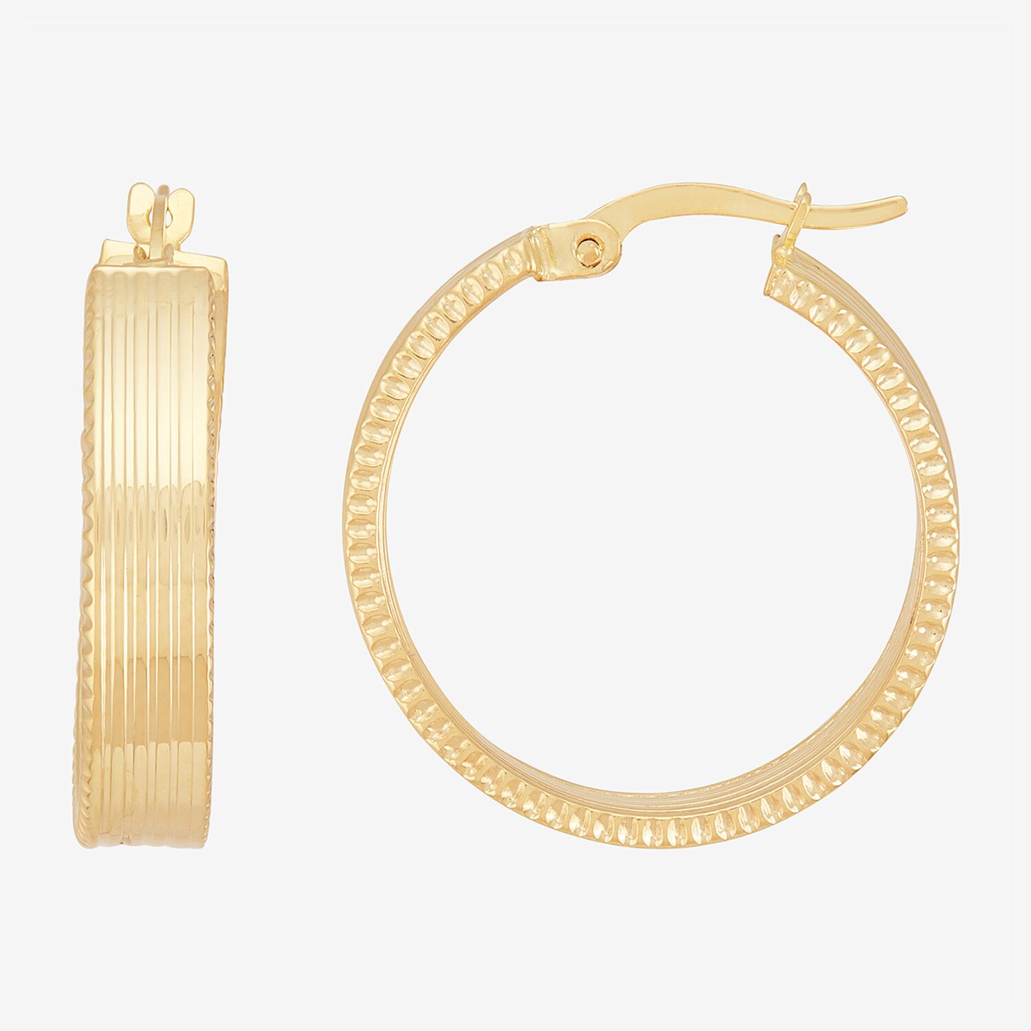 Bonded Brilliance Womens 14K Gold Bonded With Sterling Silver 24.9mm Hoop Earrings