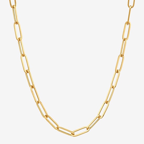 Bonded Brilliance Womens 14K Gold Bonded With Sterling Silver 20 Inch Paperclip Chain Necklace