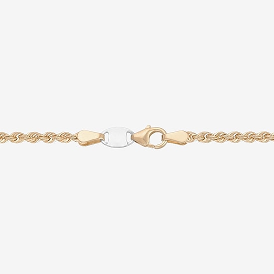 Bonded Brilliance Unisex Adult 14K Gold Bonded With Sterling Silver 18 Inch Rope Chain Necklace