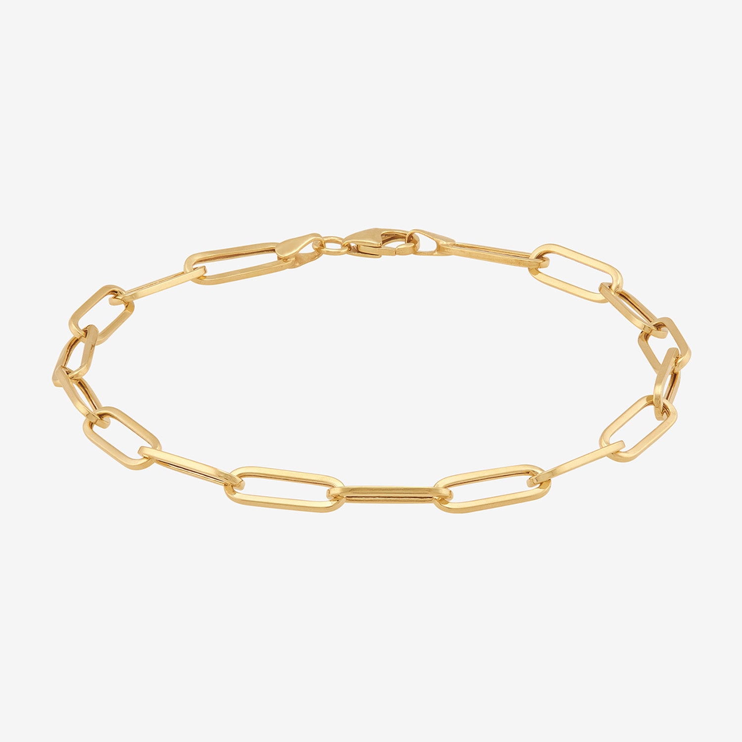 Bonded Brilliance Womens 14K Gold Bonded With Sterling Silver 7.5 Inch Hollow Paperclip Chain Bracelet