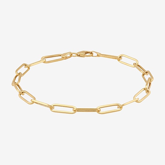 Bonded Brilliance Womens 14K Gold Bonded With Sterling Silver 7.5 Inch Hollow Paperclip Chain Bracelet