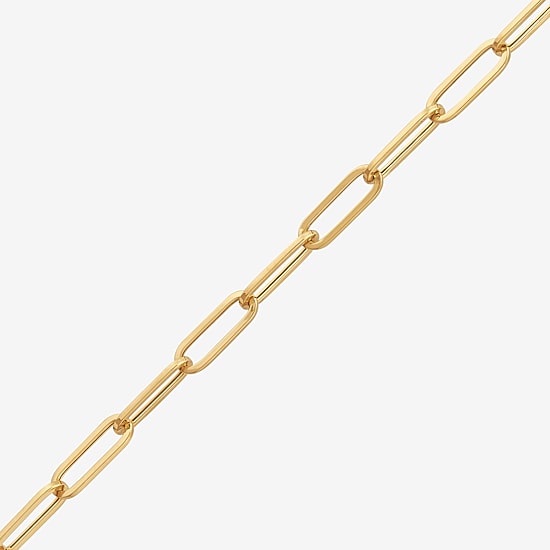 Bonded Brilliance Womens 14K Gold Bonded With Sterling Silver 7.5 Inch Hollow Paperclip Chain Bracelet