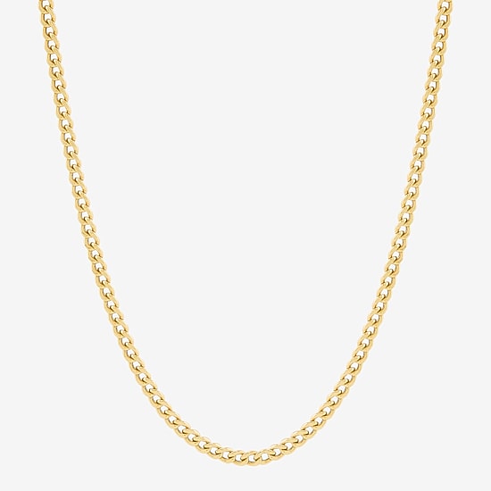 Bonded Brilliance Womens 14K Gold Bonded With Sterling Silver 18 Inch Cuban Chain Necklace