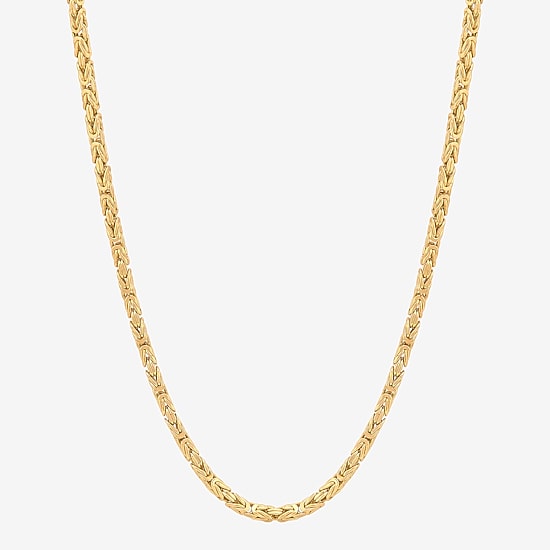Bonded Brilliance Unisex Adult 14K Gold Bonded With Sterling Silver 22 Inch Byzantine Chain Necklace