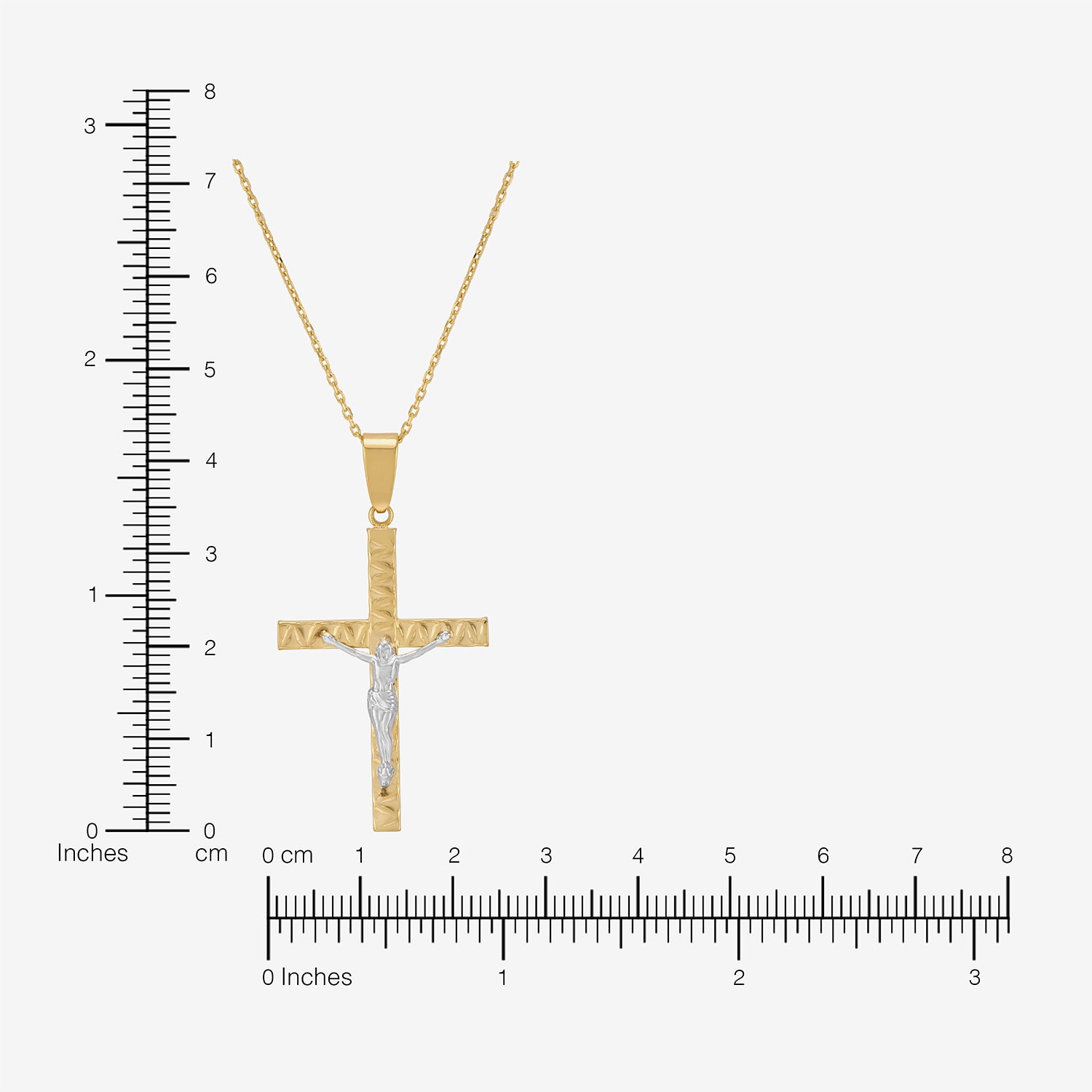 Bonded Brilliance Crucifix Womens 14K Gold Bonded With Sterling Silver Cross 18 Inch Pendant Necklace