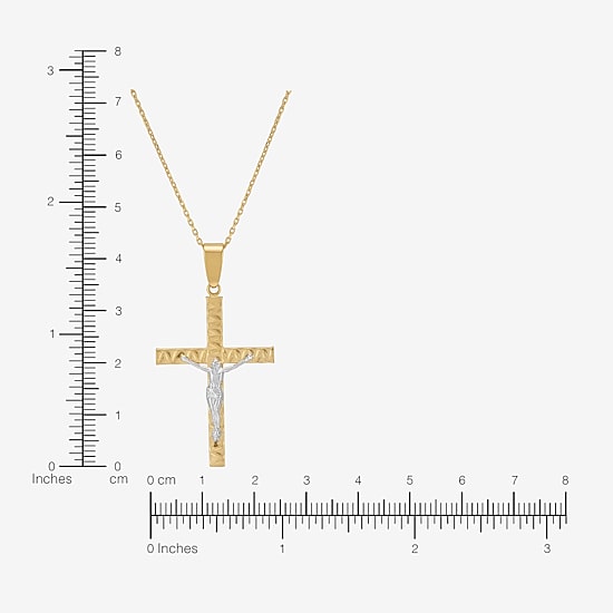 Bonded Brilliance Crucifix Womens 14K Gold Bonded With Sterling Silver Cross 18 Inch Pendant Necklace