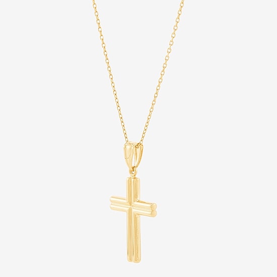 Bonded Brilliance Unisex Adult 14K Gold Bonded With Sterling Silver Cross 18 Inch Pendant Necklace