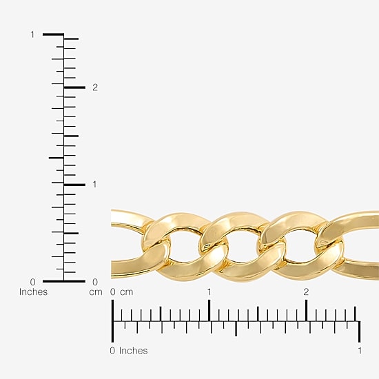 Bonded Brilliance Womens 14K Gold Bonded With Sterling Silver 8 1/2 Inch Figaro Chain Bracelet