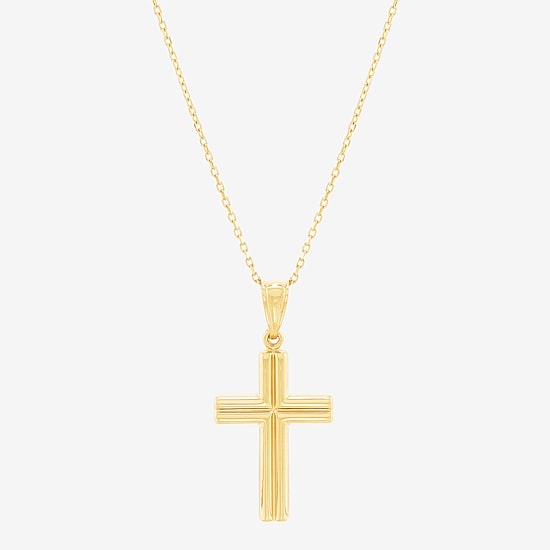 Bonded Brilliance Unisex Adult 14K Gold Bonded With Sterling Silver Cross 18 Inch Pendant Necklace