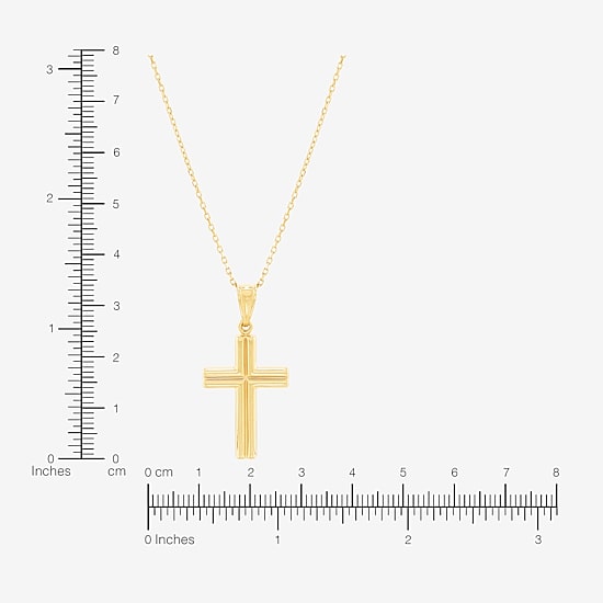Bonded Brilliance Unisex Adult 14K Gold Bonded With Sterling Silver Cross 18 Inch Pendant Necklace