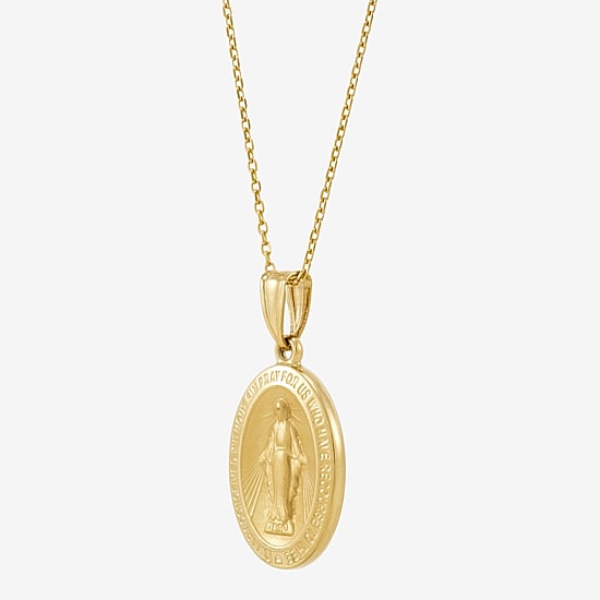 Bonded Brilliance Virgin Mary Womens 14K Gold Bonded With Sterling Silver Oval 18 Inch Pendant Necklace