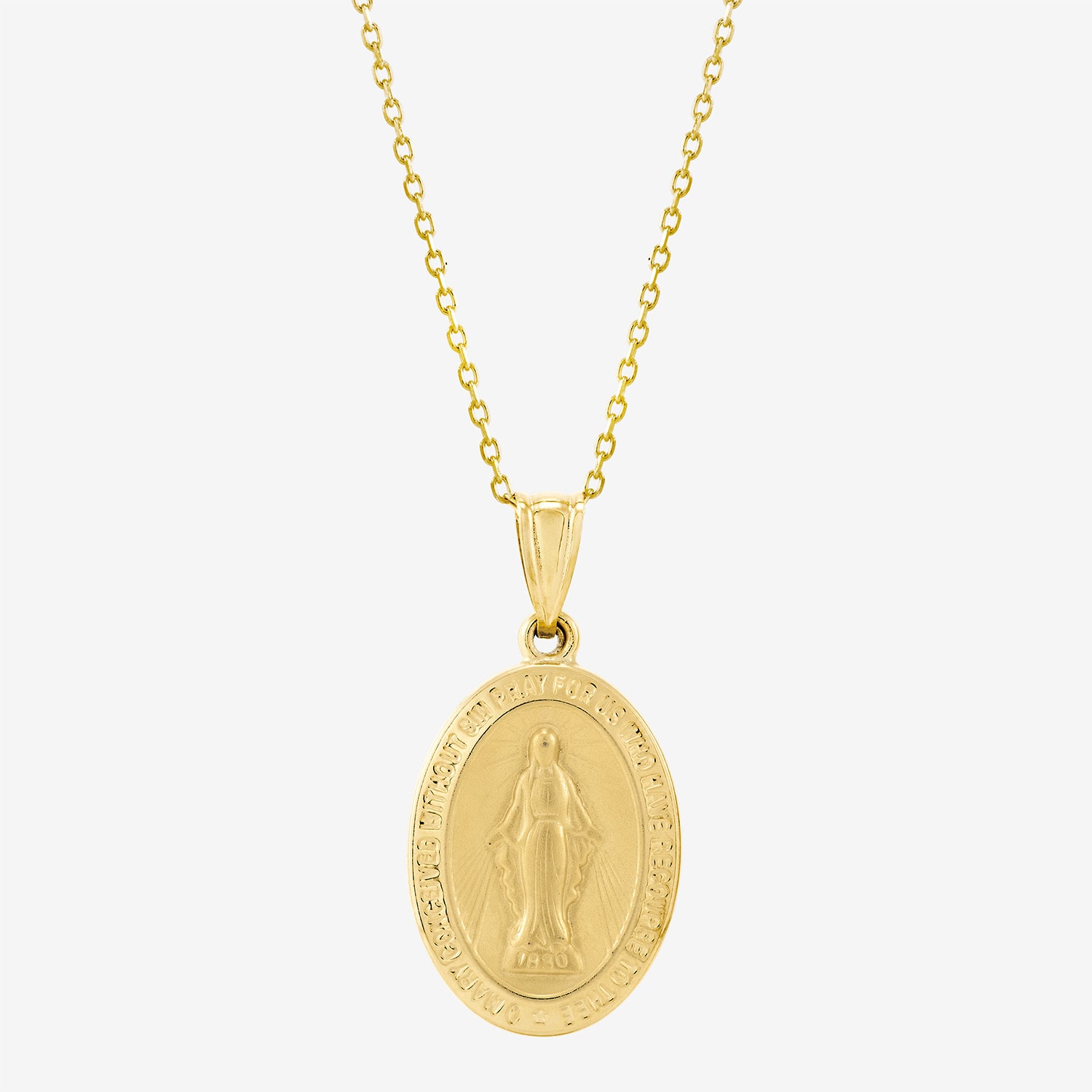 Bonded Brilliance Virgin Mary Womens 14K Gold Bonded With Sterling Silver Oval 18 Inch Pendant Necklace
