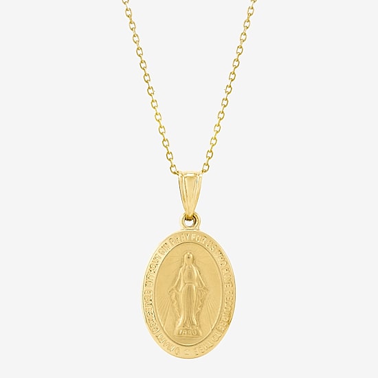 Bonded Brilliance Virgin Mary Womens 14K Gold Bonded With Sterling Silver Oval 18 Inch Pendant Necklace