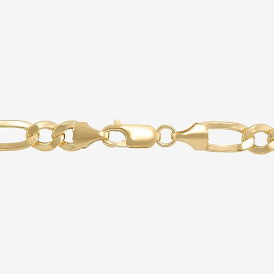 Bonded Brilliance Womens 14K Gold Bonded With Sterling Silver 8 1/2 Inch Figaro Chain Bracelet