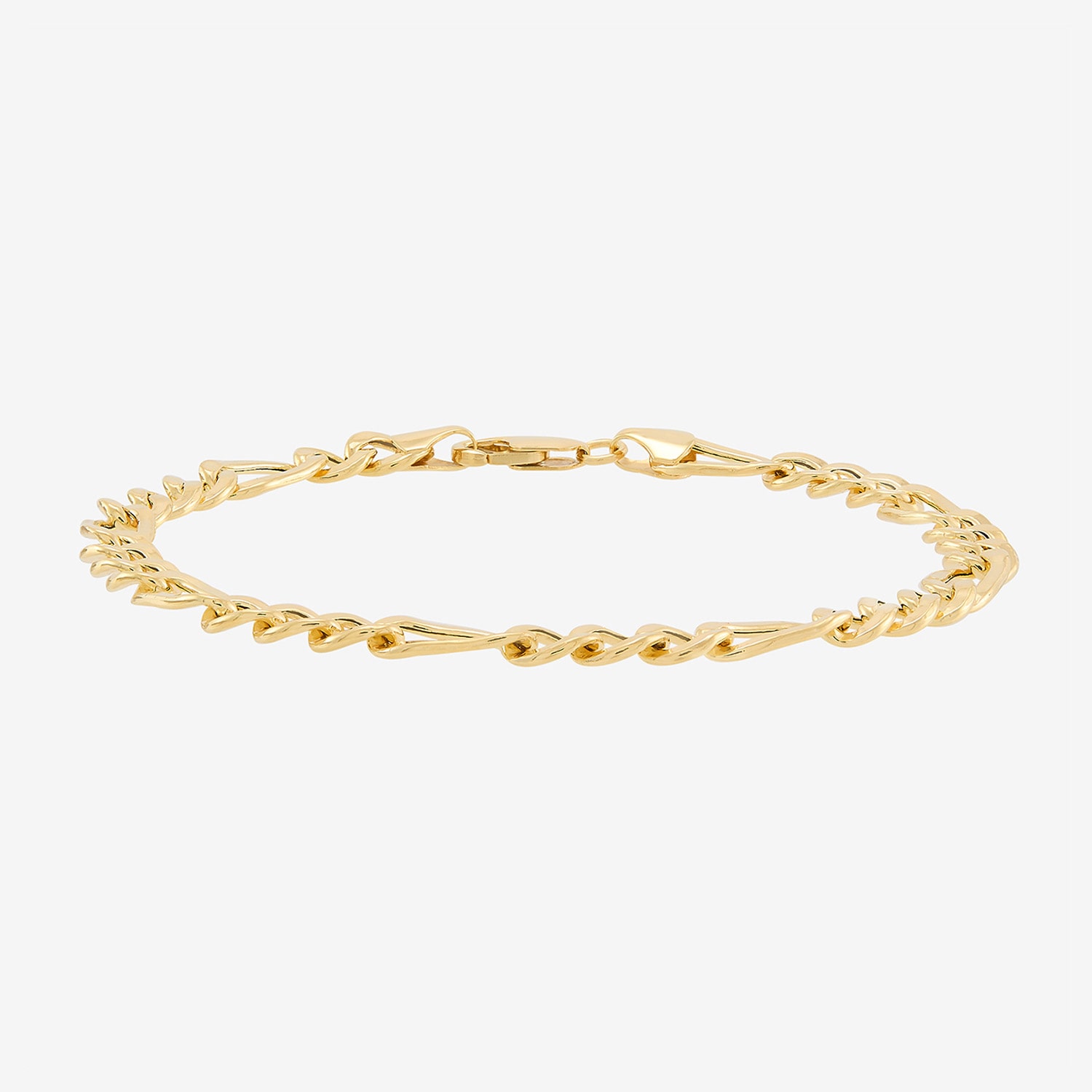 Bonded Brilliance Womens 14K Gold Bonded With Sterling Silver 8 1/2 Inch Figaro Chain Bracelet