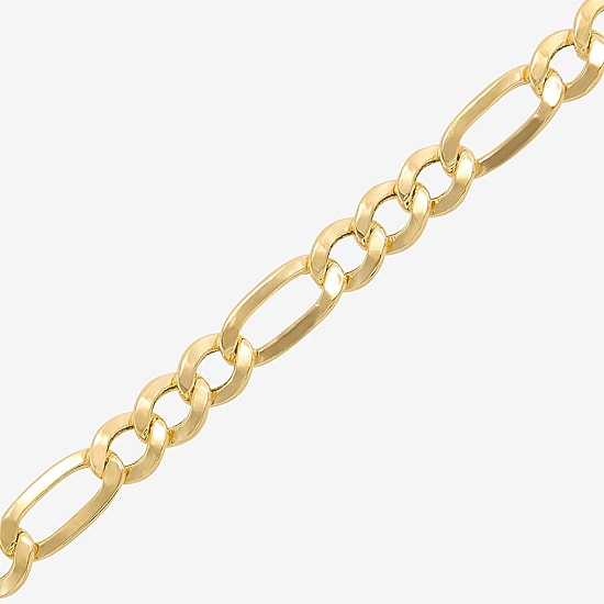 Bonded Brilliance Womens 14K Gold Bonded With Sterling Silver 8 1/2 Inch Figaro Chain Bracelet