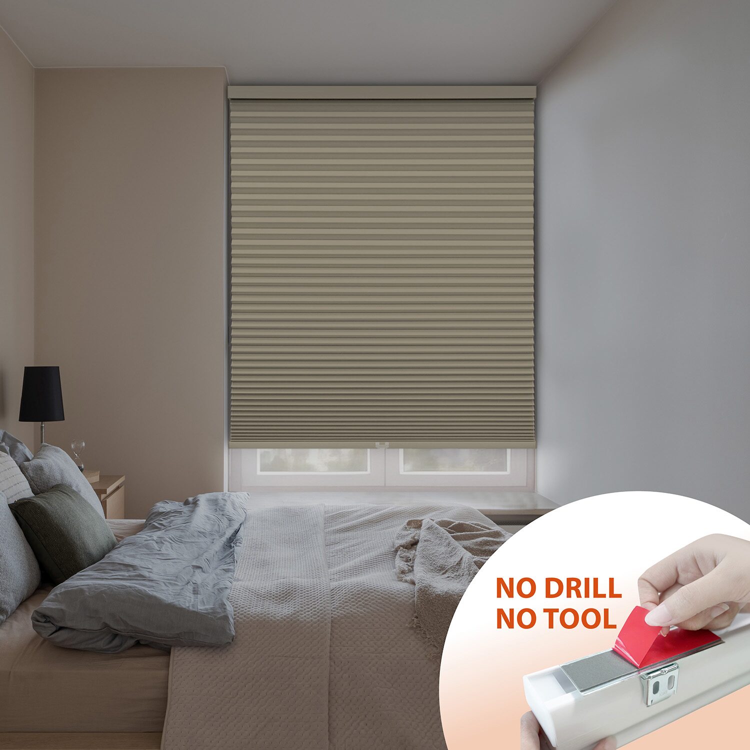 Eco Estates Ez Stick No Tool 1.5" Cut-To-Width Cordless 100% Blackout Cellular Shade