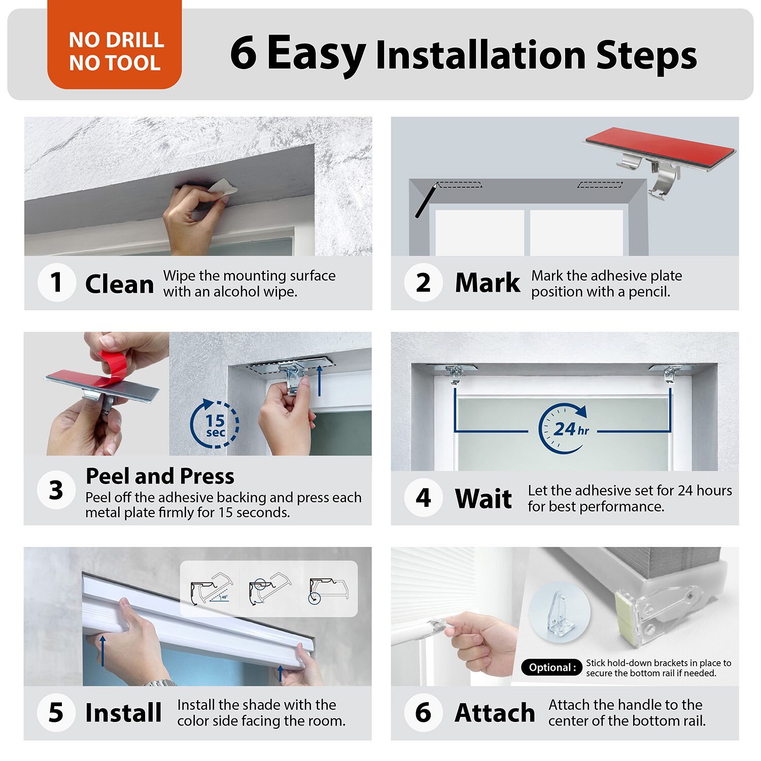 Eco Estates Ez Stick No Tool 1.5" Cut-To-Width Cordless 100% Blackout Cellular Shade