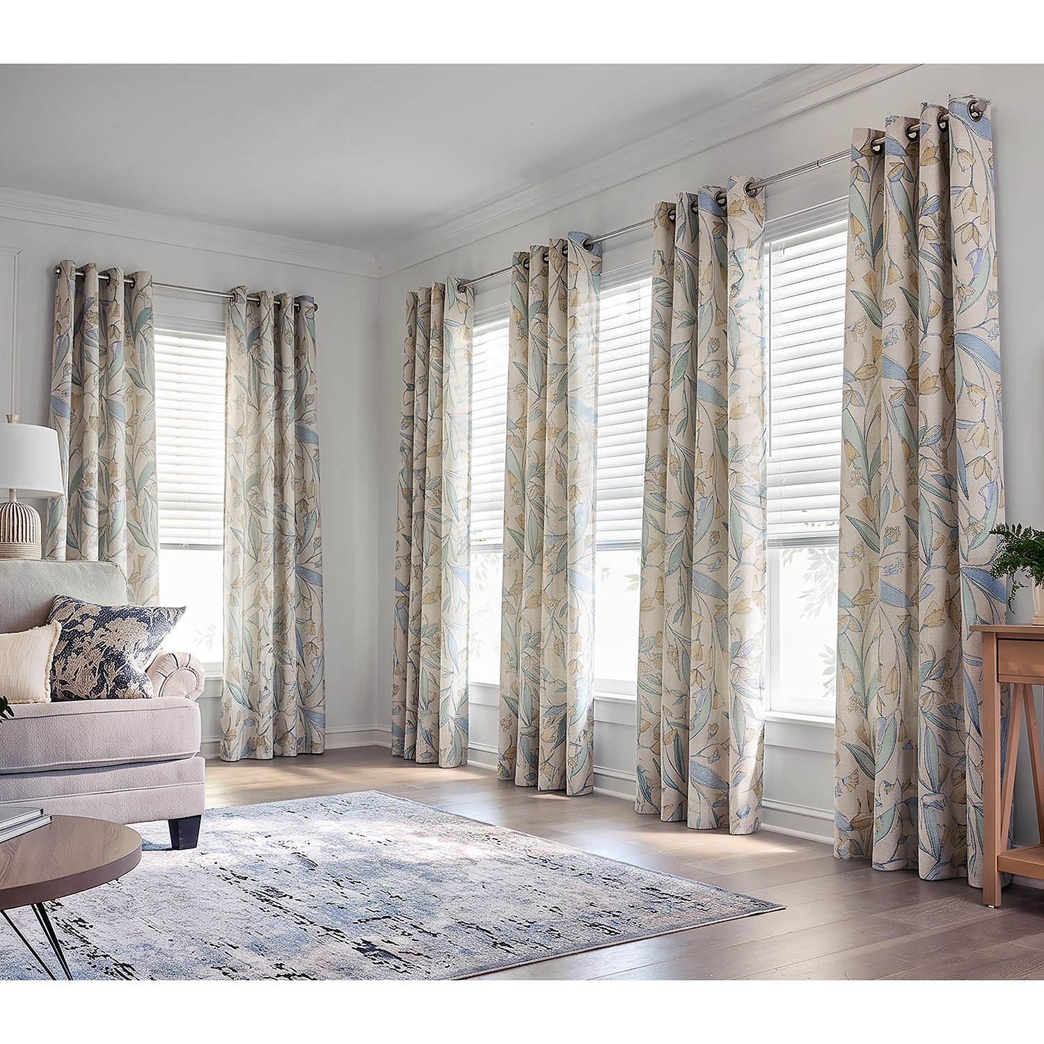 Home Expressions Dalton Floral Grommet Top 100% Blackout Single Curtain Panel