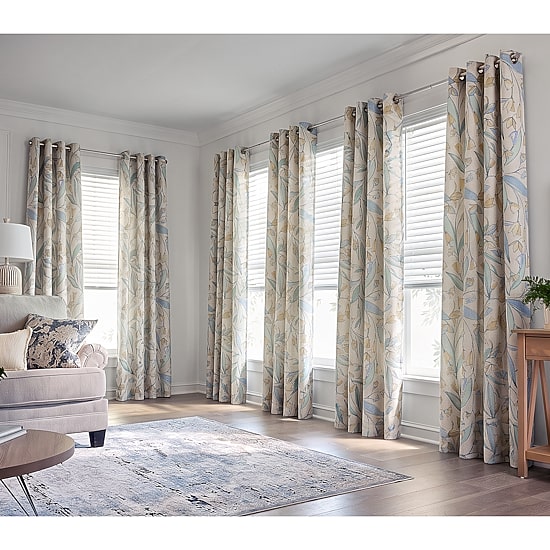 Home Expressions Dalton Floral Grommet Top 100% Blackout Single Curtain Panel