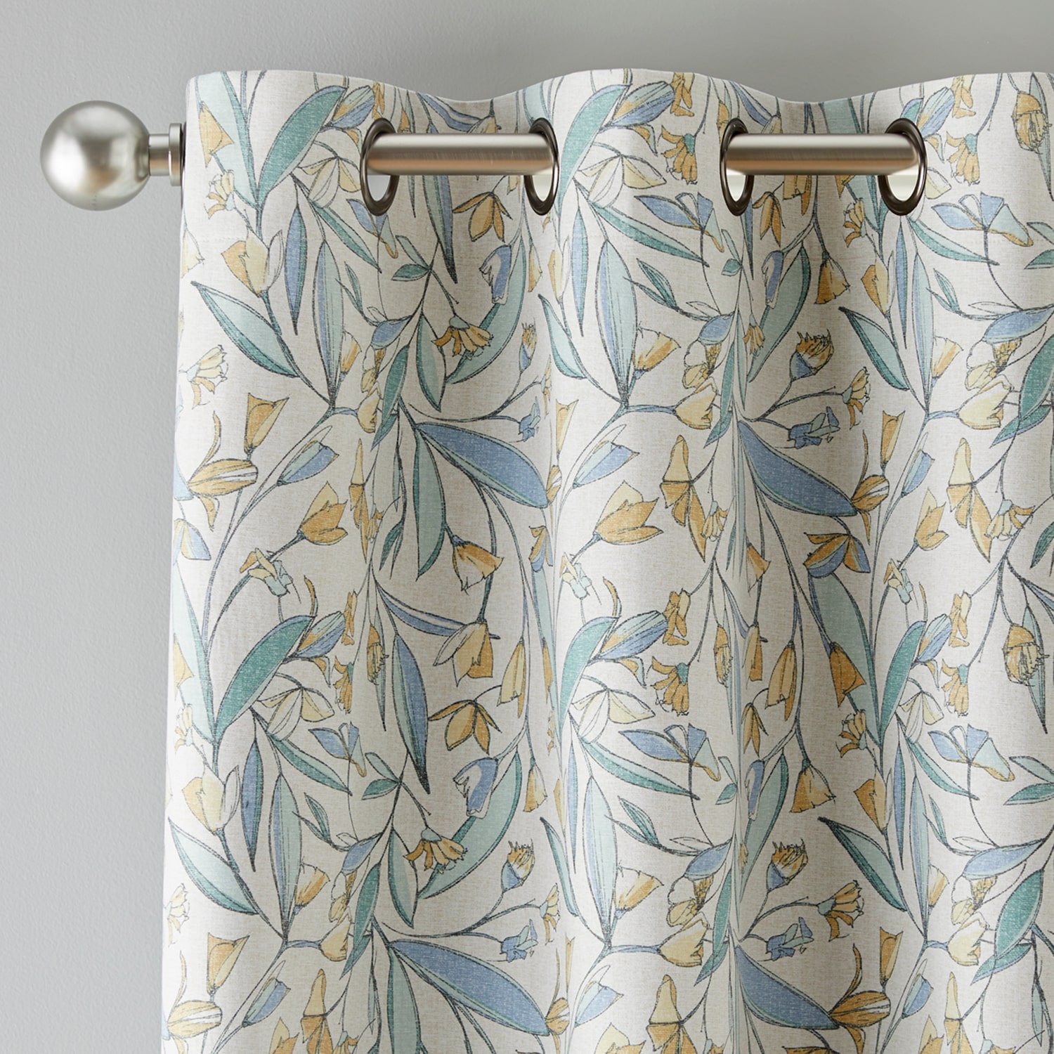 Home Expressions Dalton Floral Grommet Top 100% Blackout Single Curtain Panel