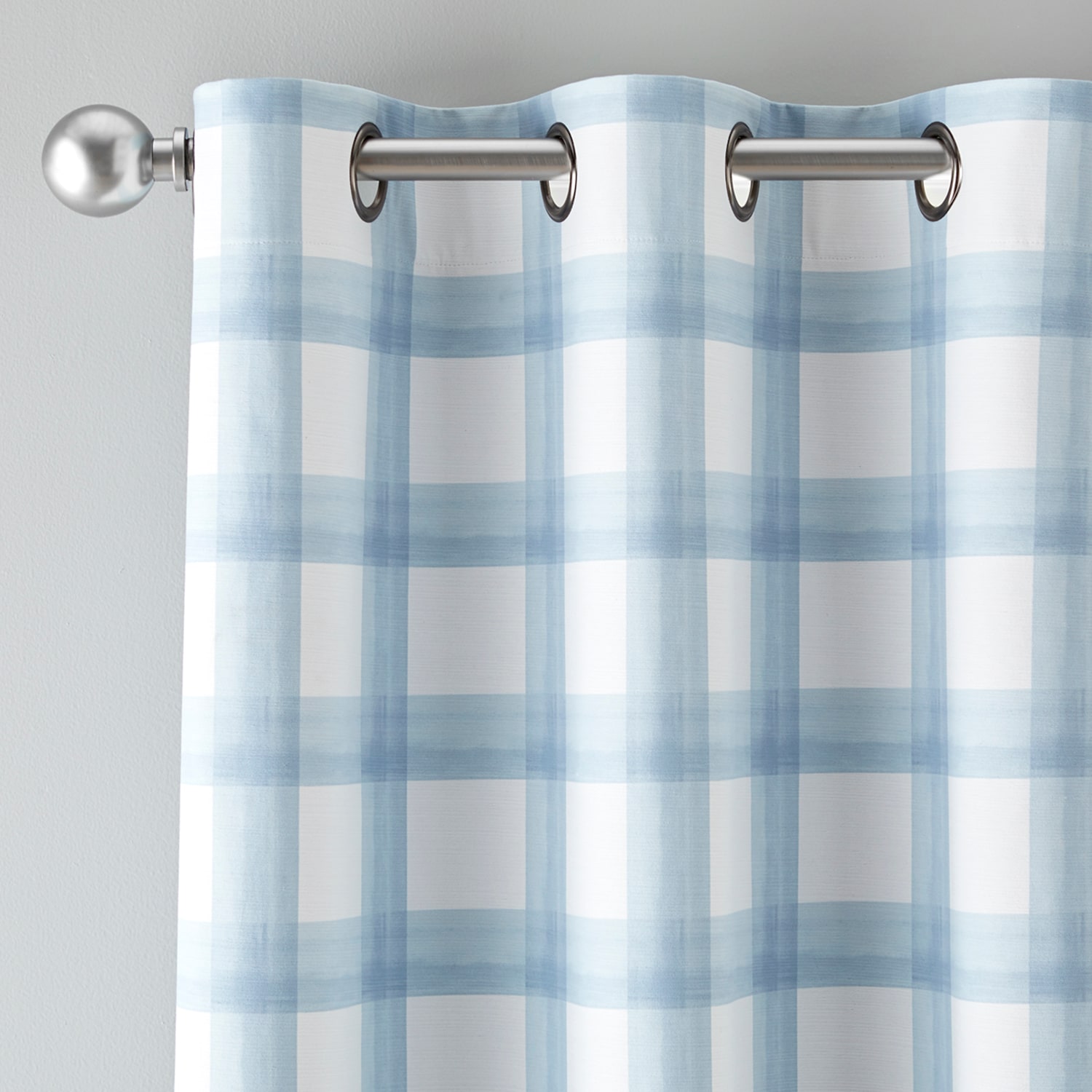 Home Expressions Dalton Gingham Grommet Top 100% Blackout Single Curtain Panel