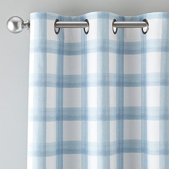 Home Expressions Dalton Gingham Grommet Top 100% Blackout Single Curtain Panel