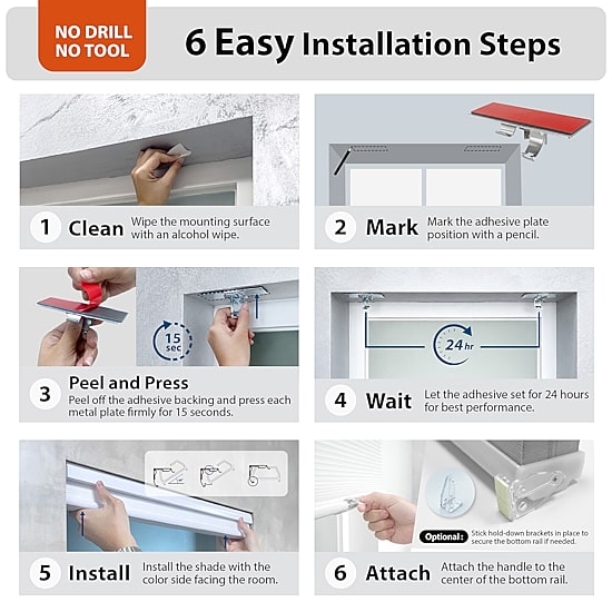 Eco Estates Ez Stick No Tool 1.5" Cut-To-Width Cordless 100% Blackout Cellular Shade