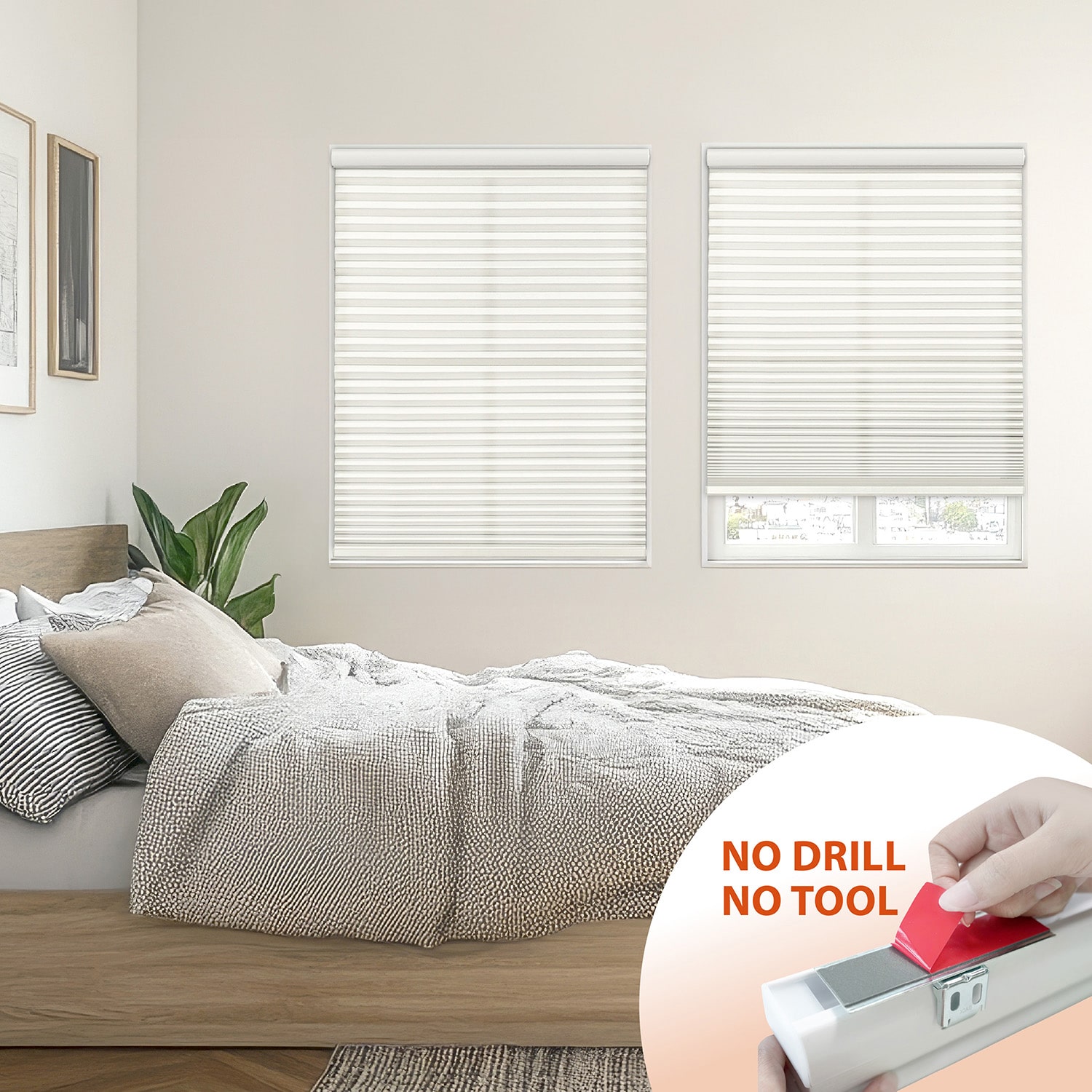 Eco Estates Ez Stick No Tool 1" Cut-To-Width Cordless Light-Filtering Cellular Shade