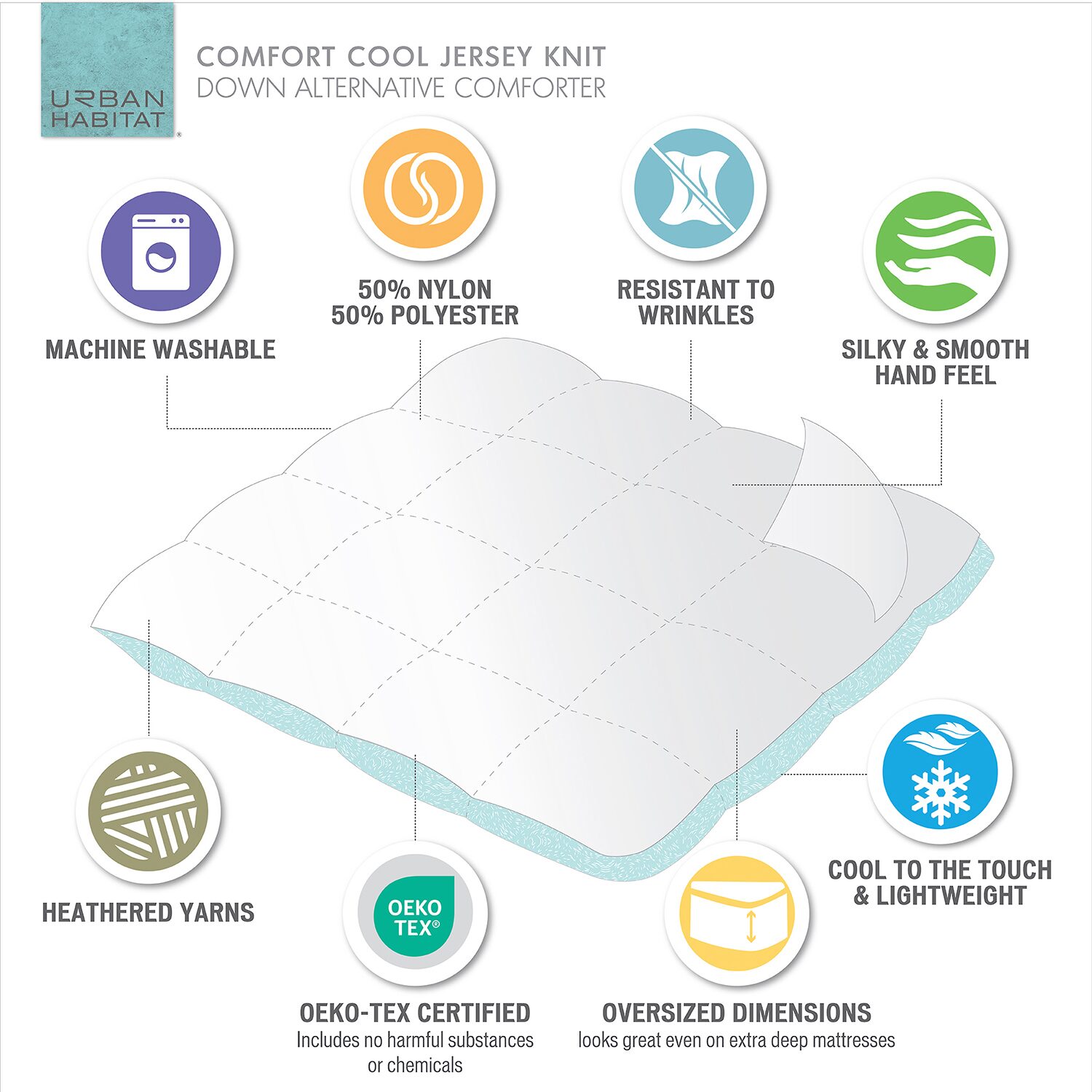 Intelligent Design Comfort Cool Jersey Knit Oversized Down Alternative Comforter