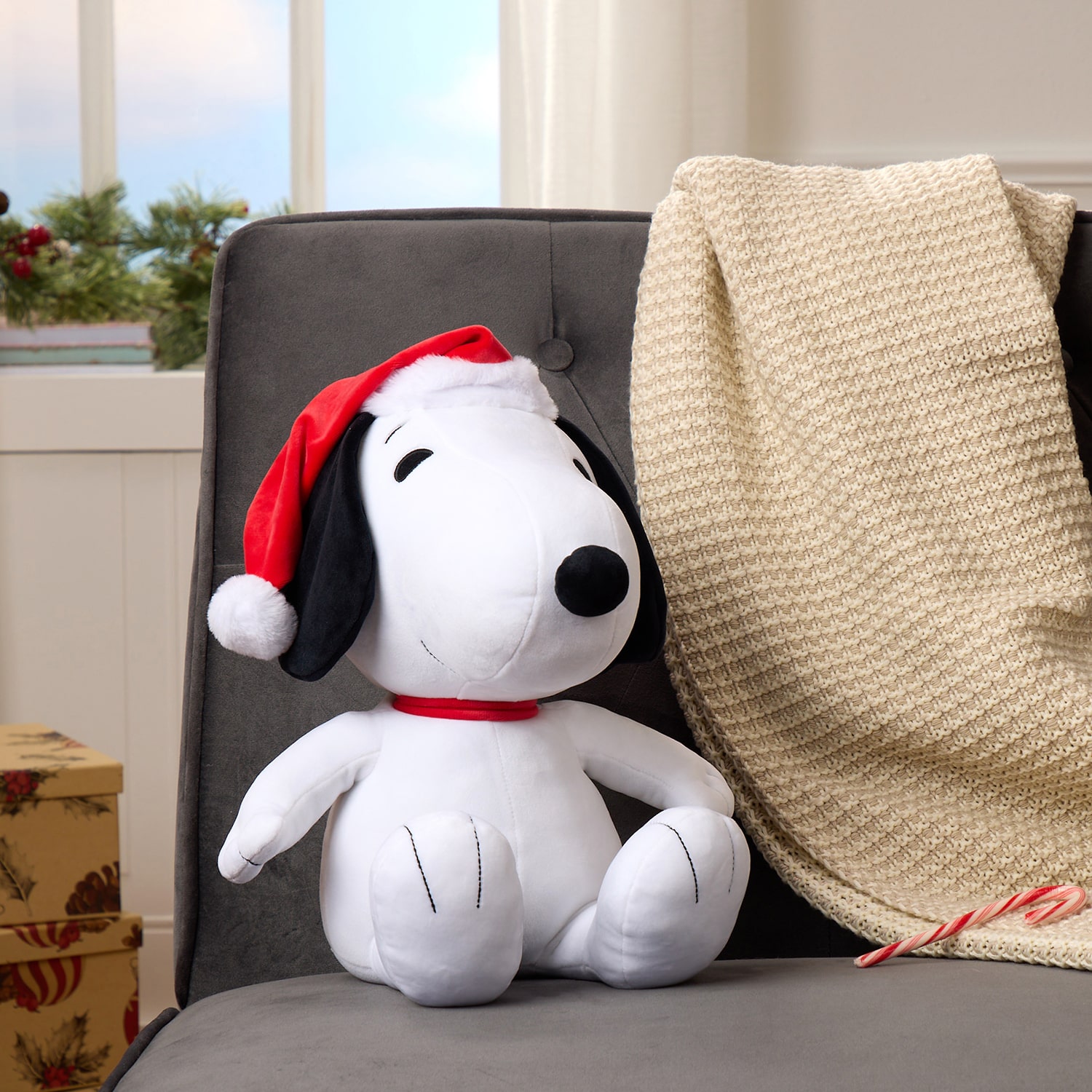 Jolly Snoopy Weighted Cuddle Peanuts Throw Pillow