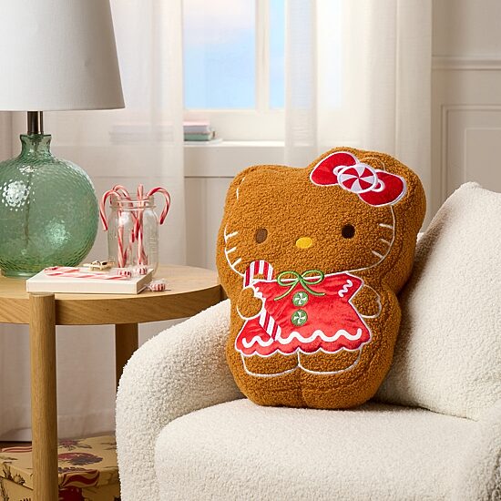 Gingerbread Hello Kitty Throw Pillow