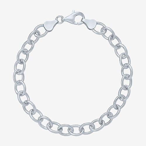 Charmed by Diamond Addiction Womens 14K Gold Over Silver 7.5 Inch Link Chain Bracelet, One Size, White
